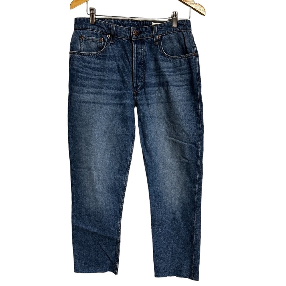 Rag & Bone Nina High Rise Straight Ankle Cigarette Cotton Raw Hem 29 Blue NWT - Picture 2 of 16